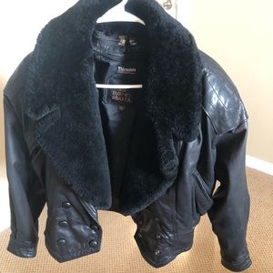 Vintage Genuine leather shearling fur jacket